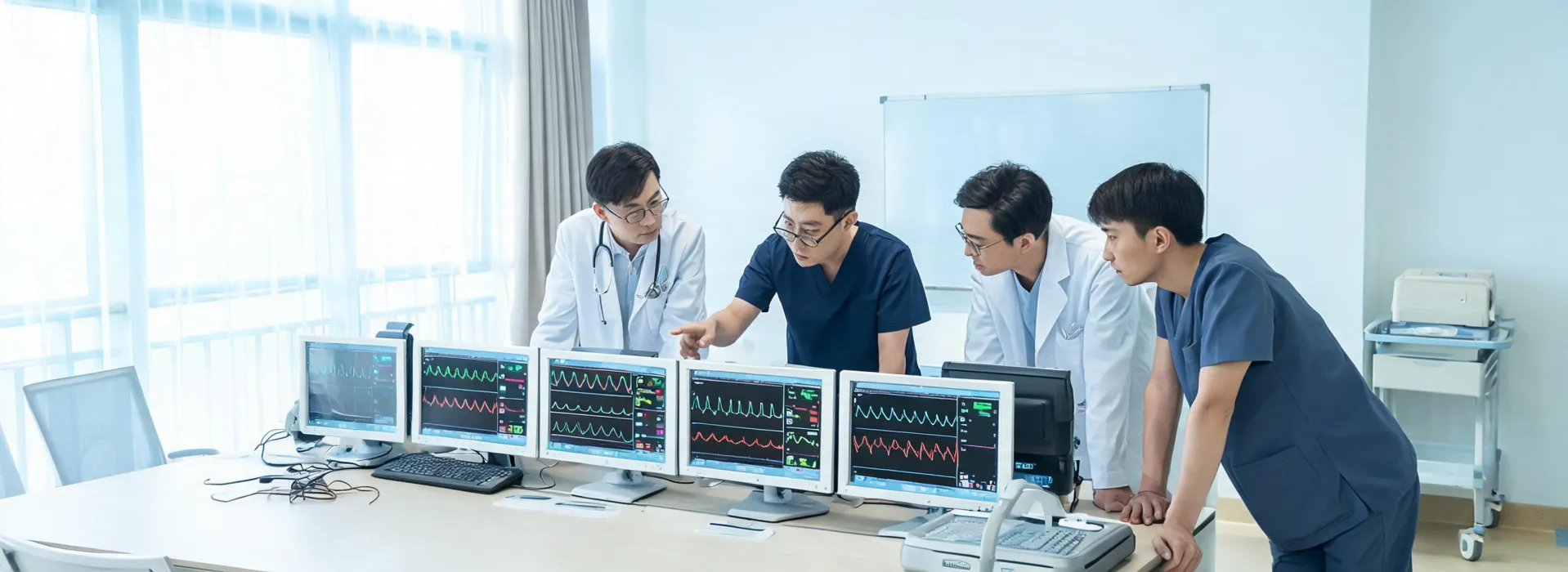 Molnlycke clinical and engineering team reviewing monitoring systems